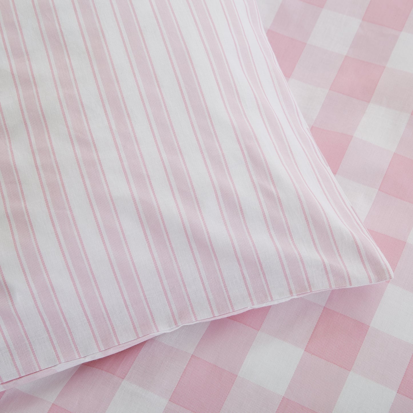 Bianca Check And Stripe Duvet Cover Set - Pink