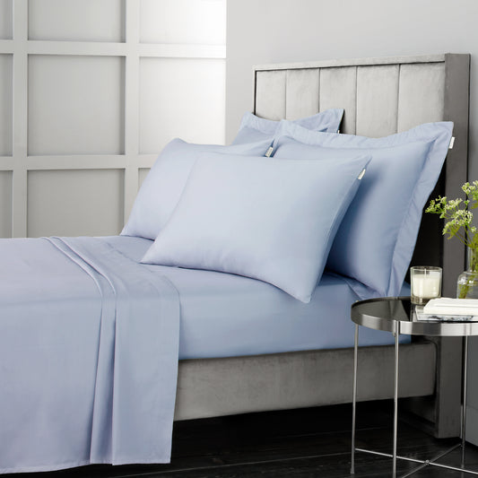 Bianca 400TC Cotton Sateen Fitted Sheet - Blue