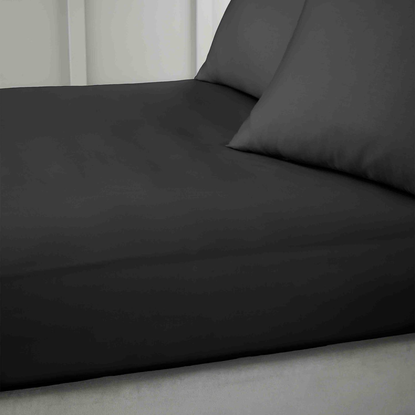 Bianca 400TC Cotton Sateen Fitted Sheet - Black