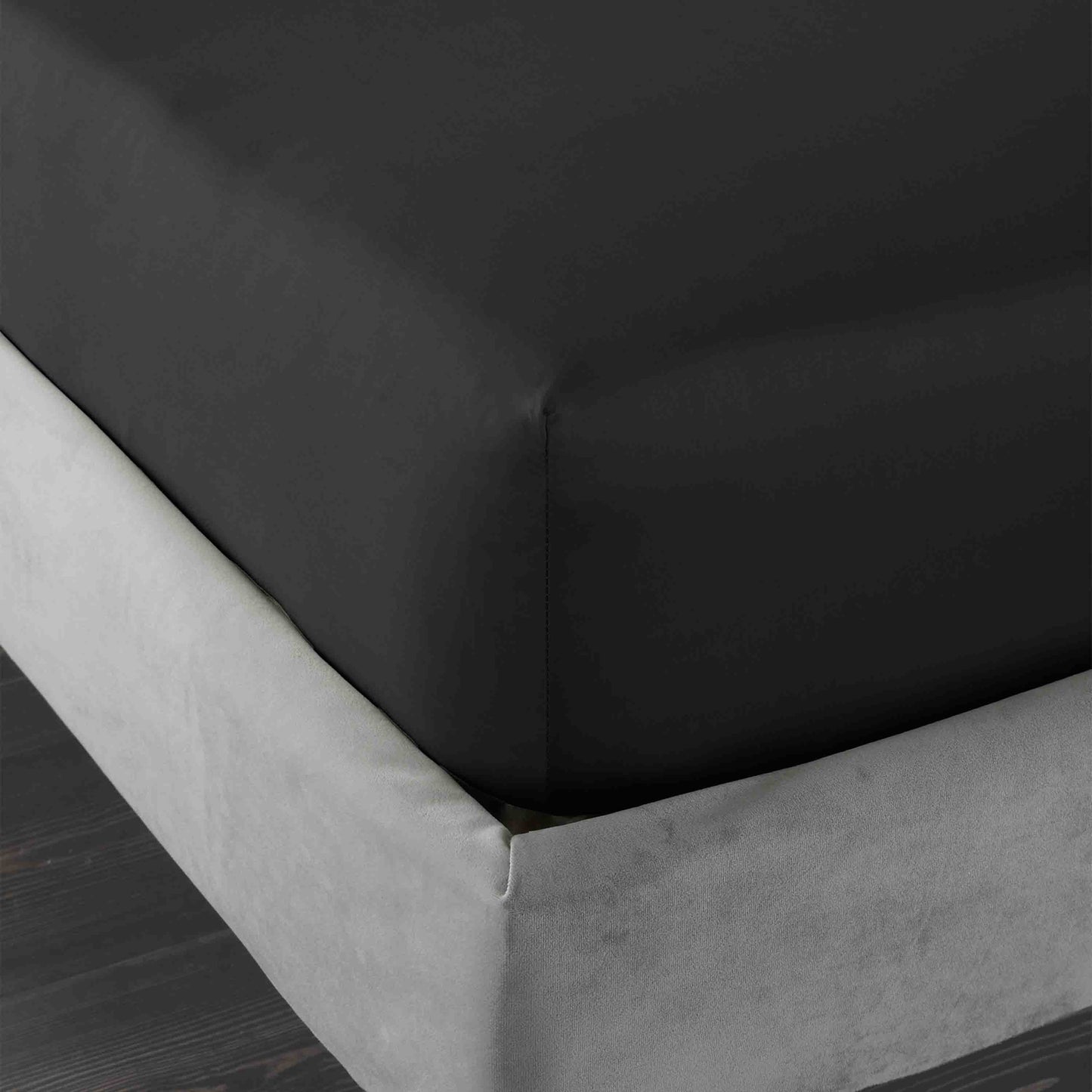 Bianca 400TC Cotton Sateen Fitted Sheet - Black