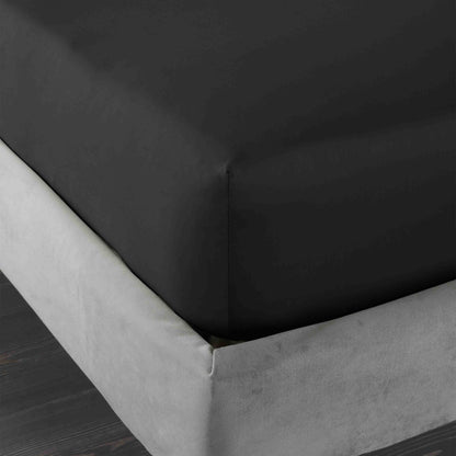Bianca 400TC Cotton Sateen Fitted Sheet - Black