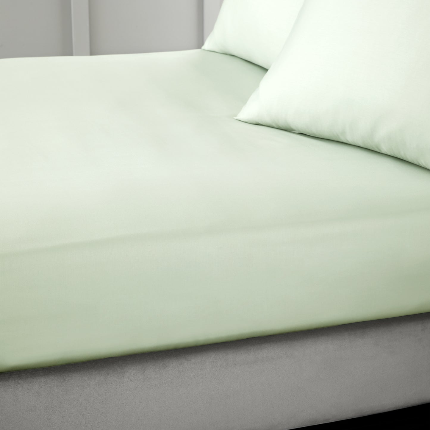 Bianca 400TC Cotton Sateen Fitted Sheet - Green
