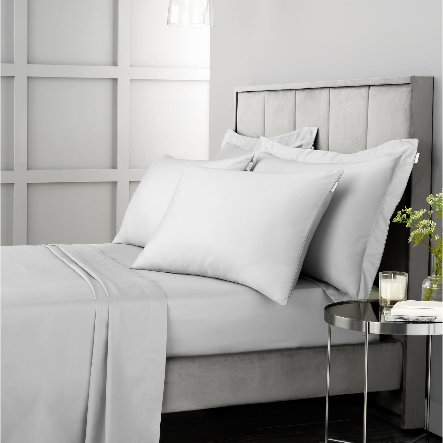 Bianca 400TC Cotton Sateen Fitted Sheet - Dove Grey