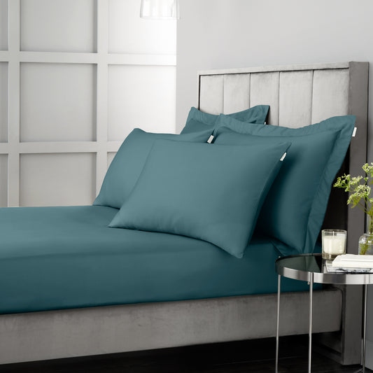 Bianca 400TC Cotton Sateen Fitted Sheet - Teal