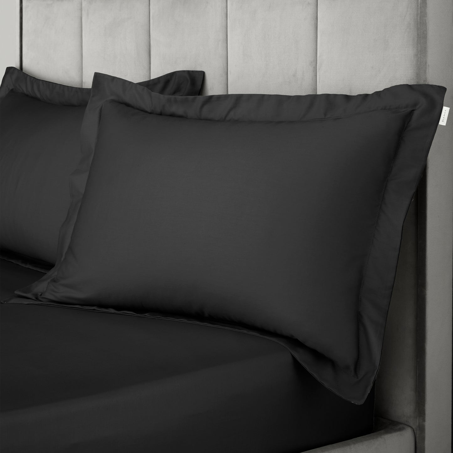 Bianca 400TC Cotton Sateen Fitted Sheet - Black