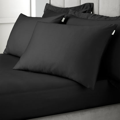 Bianca 400TC Cotton Sateen Fitted Sheet - Black