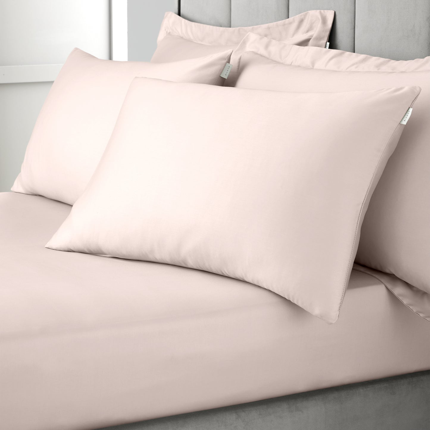 Bianca 400TC Cotton Sateen Fitted Sheet - Blush