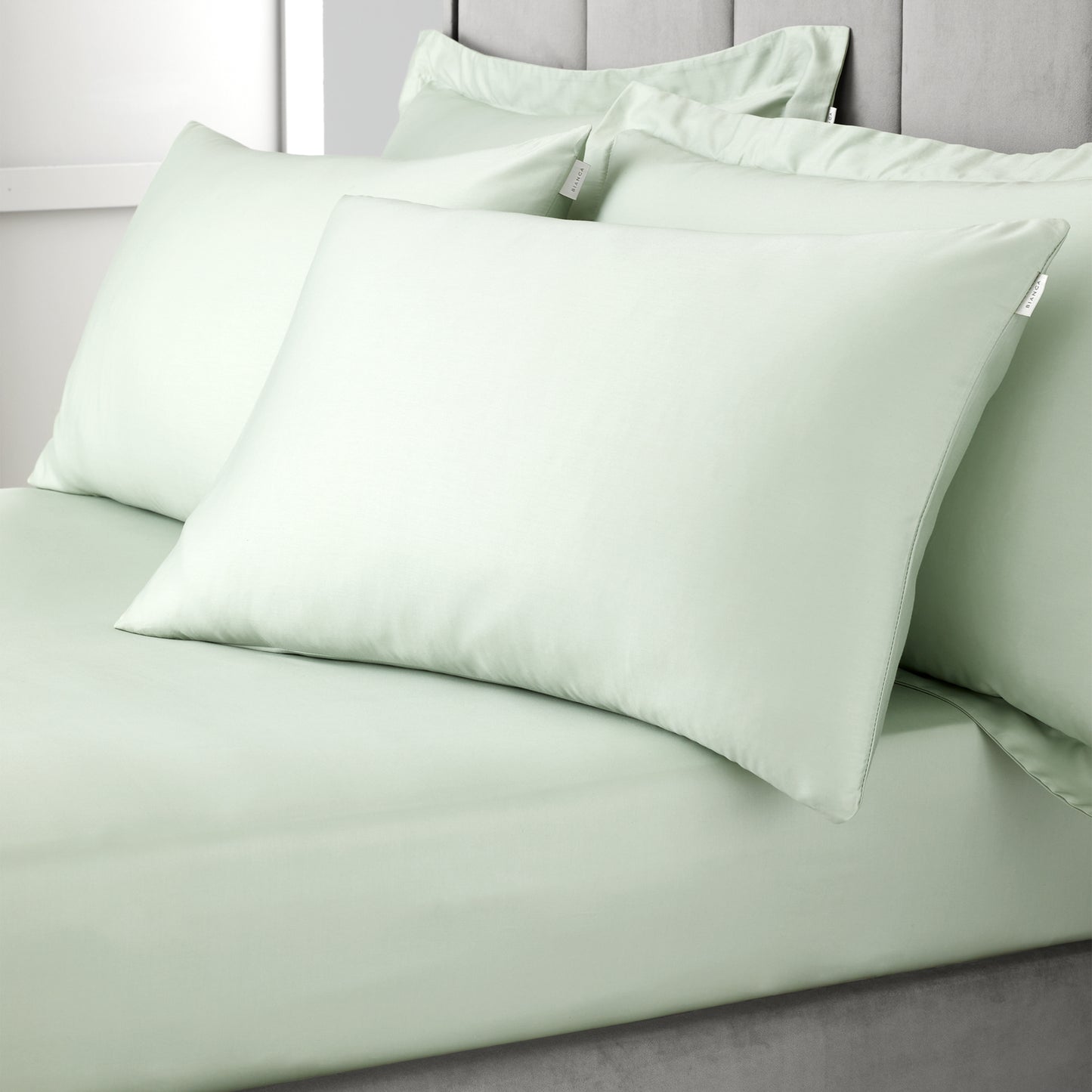 Bianca 400TC Cotton Sateen Fitted Sheet - Green
