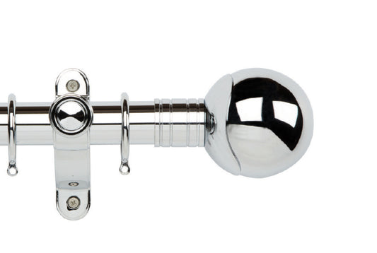 Hallis Galleria Metals Orb 35mm Metal Curtain Pole - Chrome