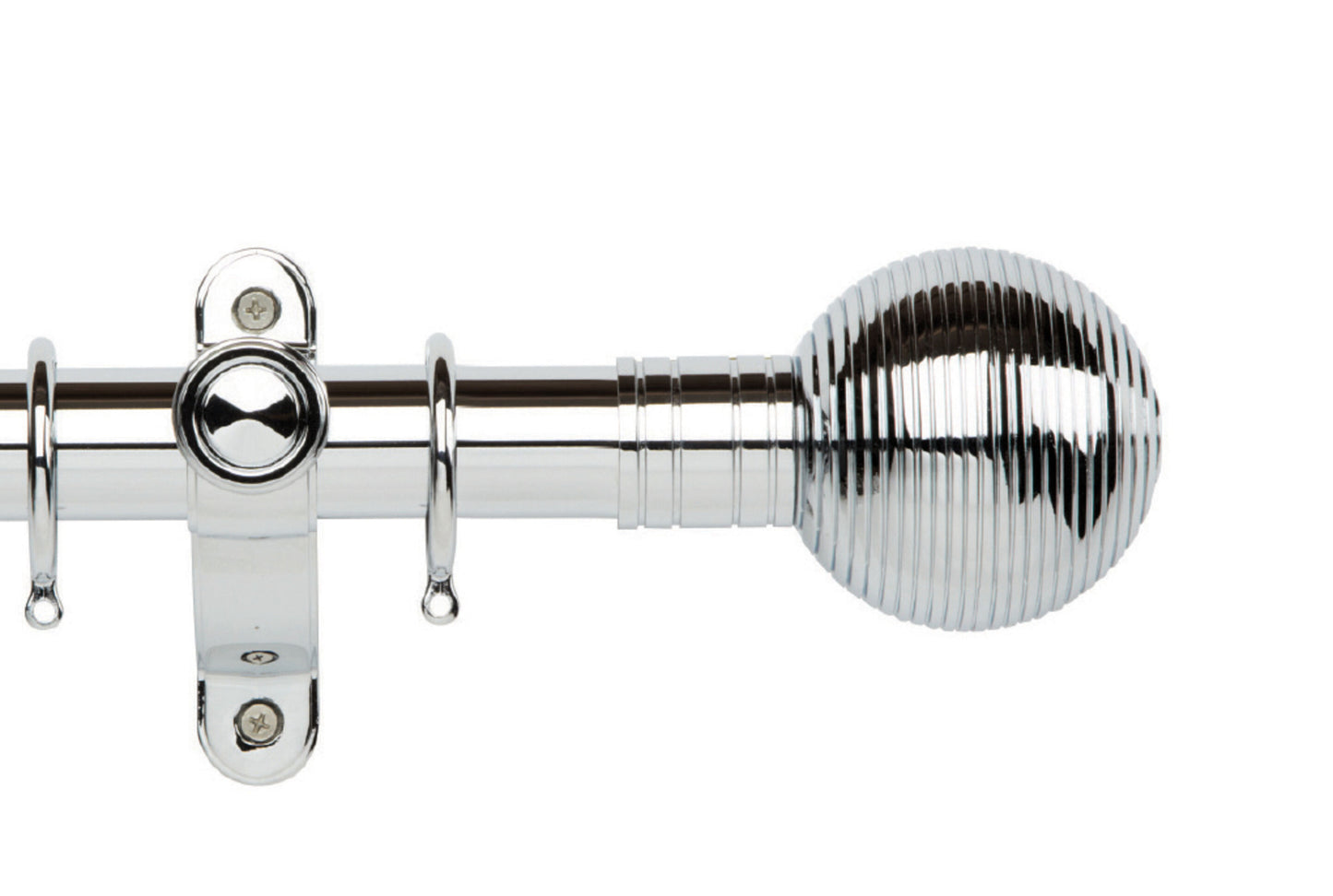 Hallis Galleria Metals Ribbed Ball 35mm Metal Curtain Pole - Chrome