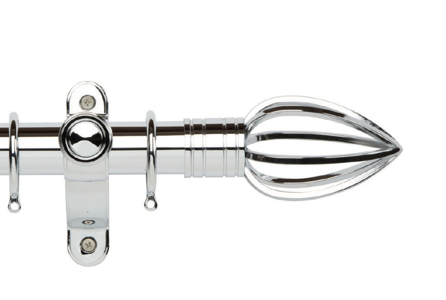 Hallis Galleria Metals Caged Spear 35mm Metal Curtain Pole - Chrome