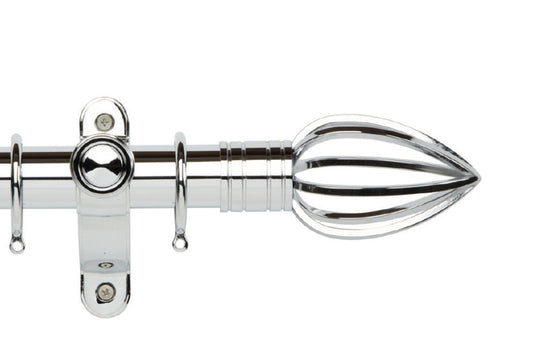 Hallis Galleria Metals Caged Spear 35mm Metal Curtain Pole - Chrome