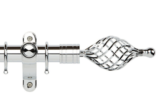 Hallis Galleria Metals Twisted Cage 35mm Metal Curtain Pole - Chrome