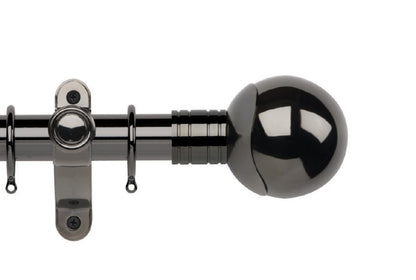 Hallis Galleria Metals Orb 35mm Metal Curtain Pole - Black Nickel