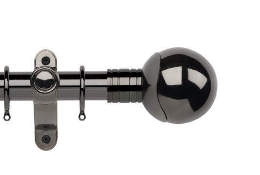 Hallis Galleria Metals Orb 35mm Metal Curtain Pole - Black Nickel