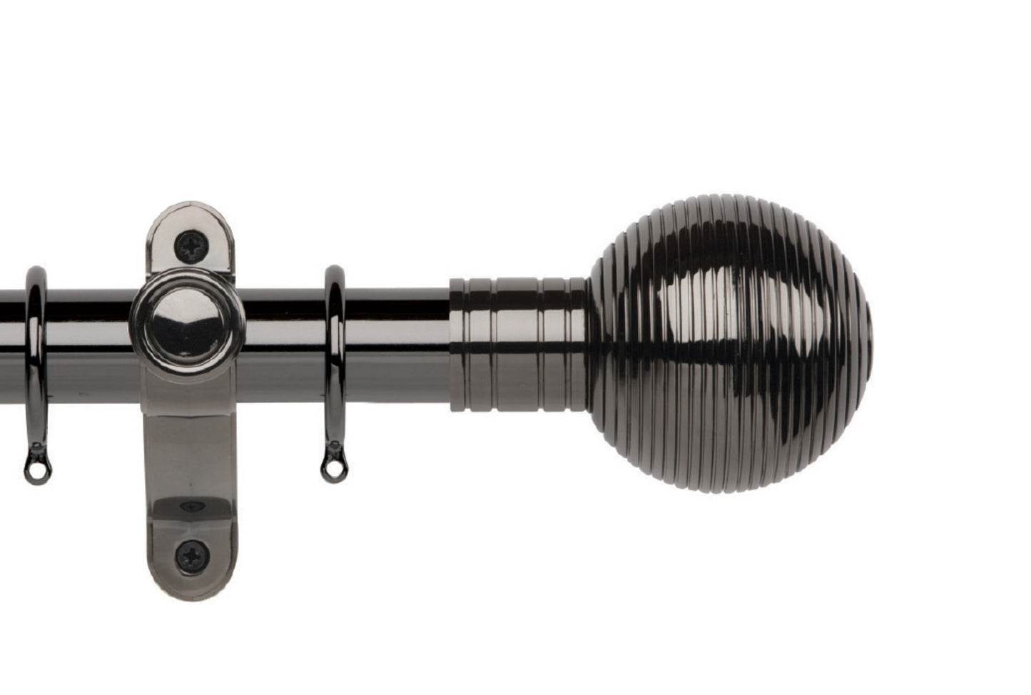 Hallis Galleria Metals Ribbed Ball 35mm Metal Curtain Pole - Black Nickel