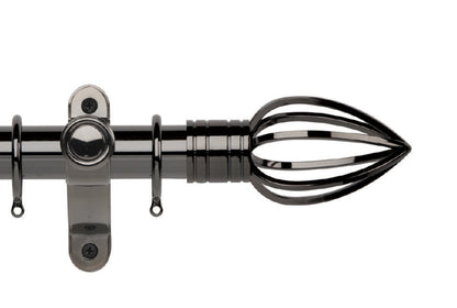 Hallis Galleria Metals Caged Spear 35mm Metal Curtain Pole - Black Nickel