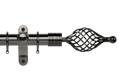 Hallis Galleria Metals Twisted Cage 35mm Metal Curtain Pole - Black Nickel