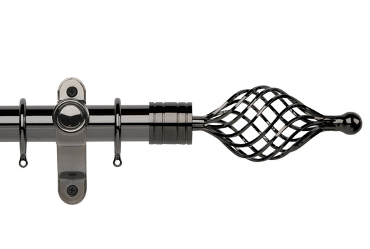Hallis Galleria Metals Twisted Cage 35mm Metal Curtain Pole - Black Nickel