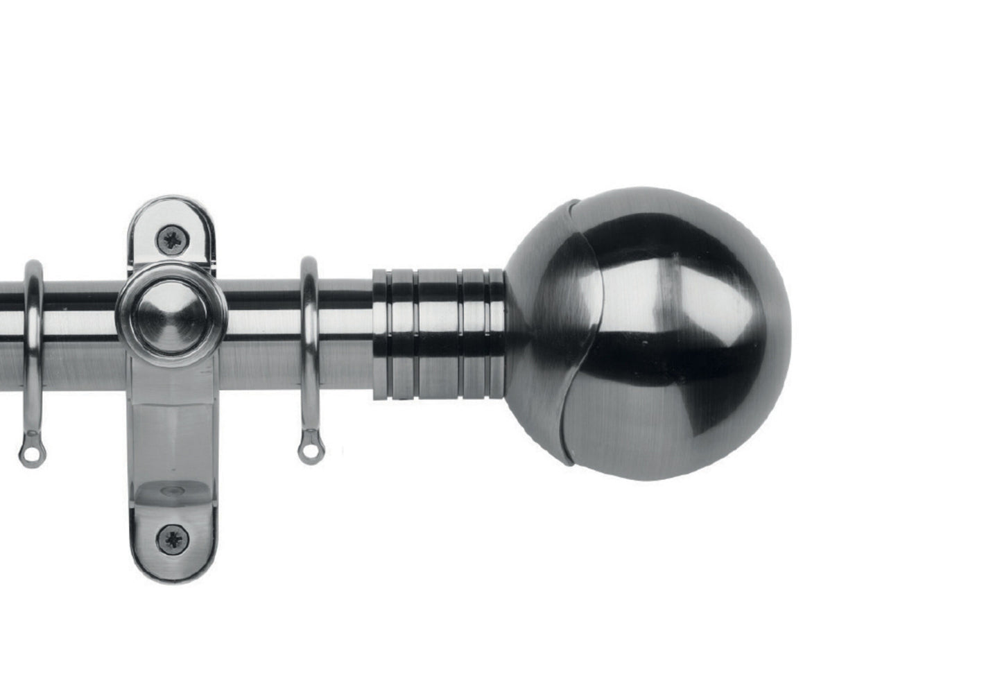 Hallis Galleria Metals Orb 35mm Metal Curtain Pole - Brushed Silver