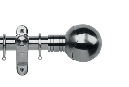 Hallis Galleria Metals Orb 35mm Metal Curtain Pole - Brushed Silver