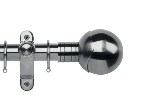 Hallis Galleria Metals Orb 35mm Metal Curtain Pole - Brushed Silver