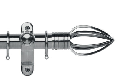Hallis Galleria Metals Caged Spear 35mm Metal Curtain Pole - Brushed Silver