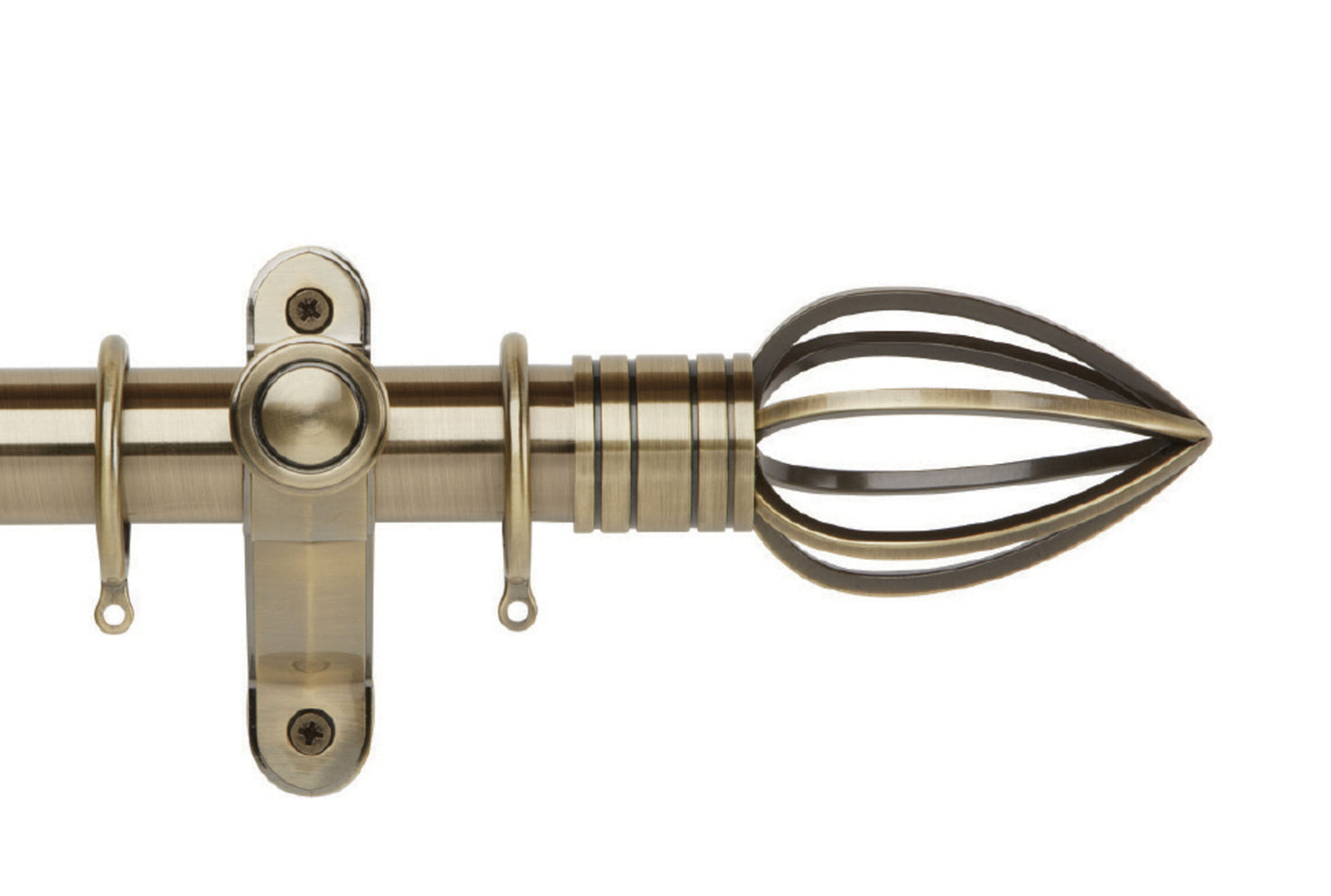 Hallis Galleria Metals Caged Spear 35mm Metal Curtain Pole - Burnished Brass