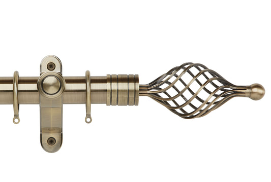 Hallis Galleria Metals Twisted Cage 35mm Metal Curtain Pole - Burnished Brass