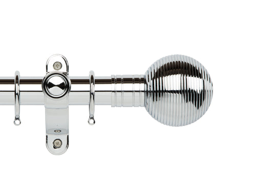 Hallis Galleria Metals Ribbed Ball 50mm Metal Curtain Pole - Chrome