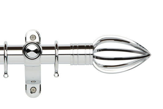 Hallis Galleria Metals Caged Spear 50mm Metal Curtain Pole - Chrome