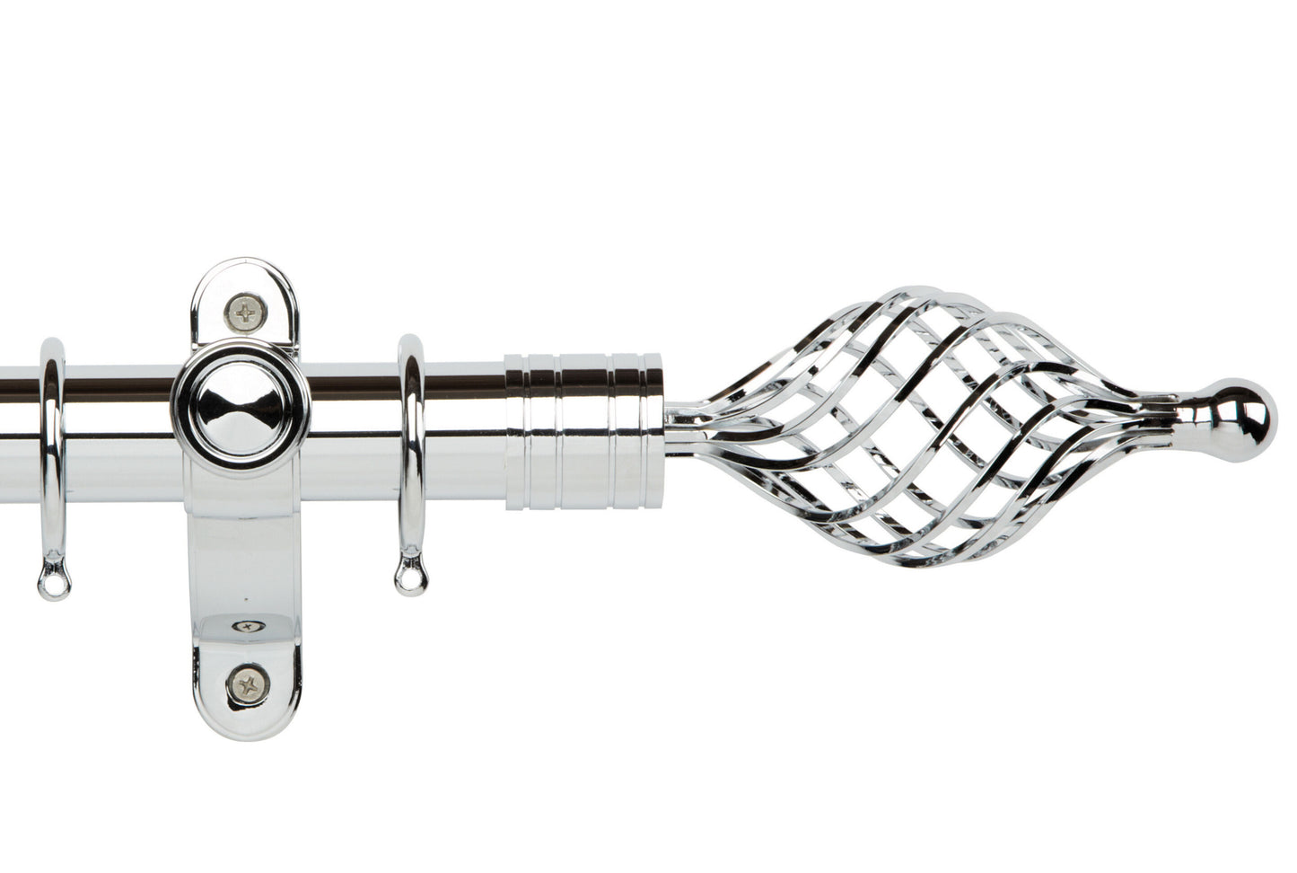 Hallis Galleria Metals Twisted Cage 50mm Metal Curtain Pole - Chrome