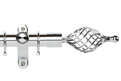 Hallis Galleria Metals Twisted Cage 50mm Metal Curtain Pole - Chrome