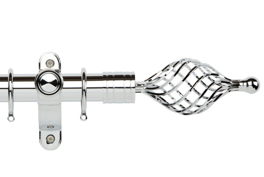 Hallis Galleria Metals Twisted Cage 50mm Metal Curtain Pole - Chrome