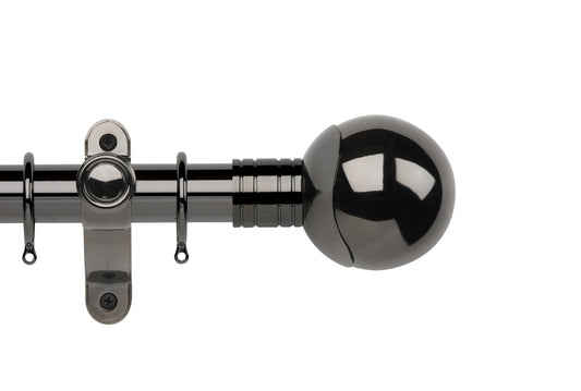 Hallis Galleria Metals Orb 50mm Metal Curtain Pole - Black Nickel