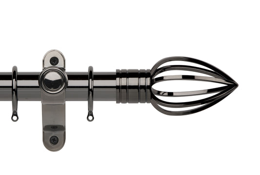Hallis Galleria Metals Caged Spear 50mm Metal Curtain Pole - Black Nickel