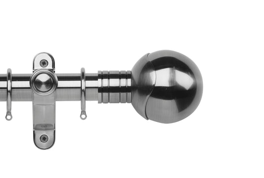 Hallis Galleria Metals Orb 50mm Metal Curtain Pole - Brushed Silver
