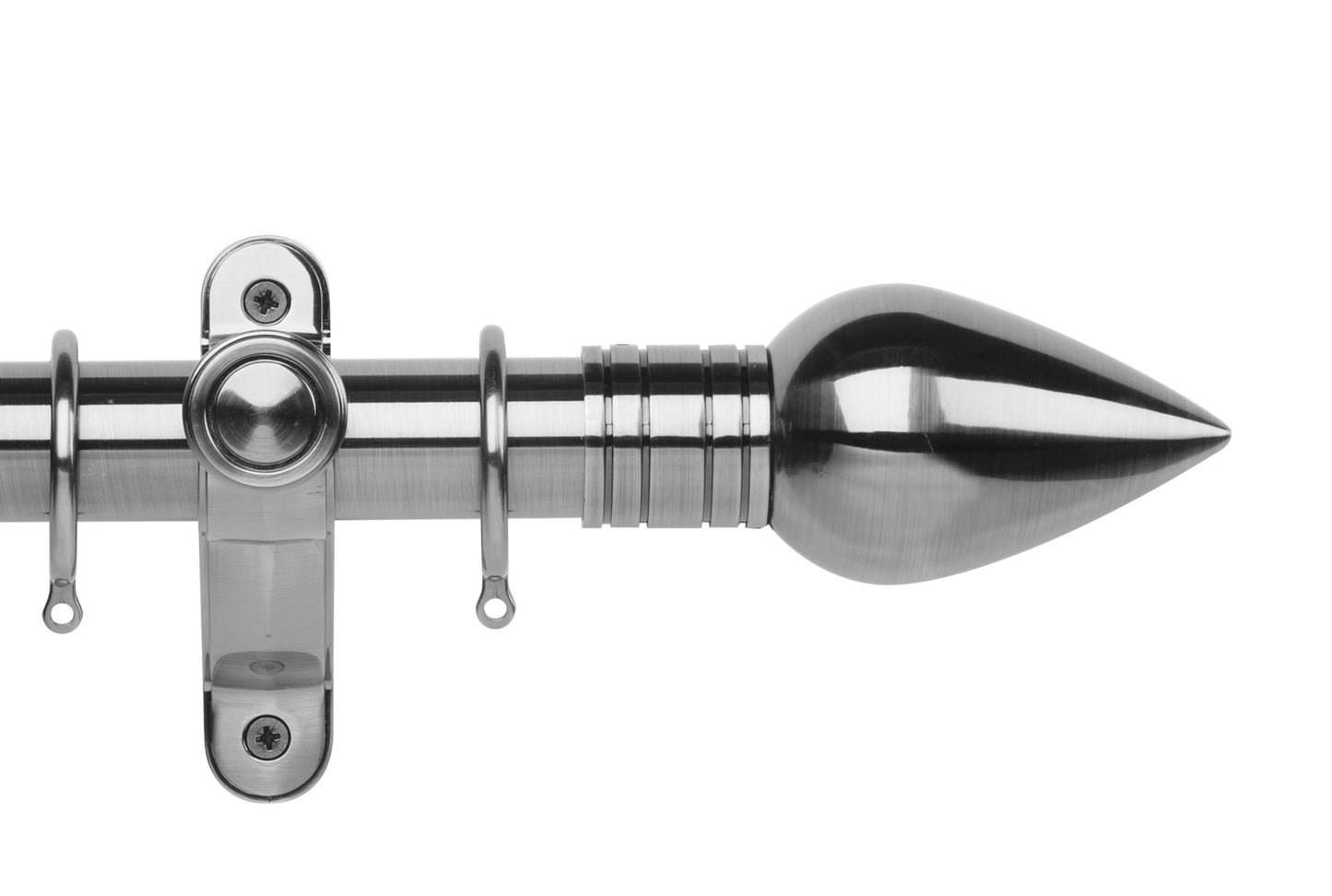 Hallis Galleria Metals Teardrop 50mm Metal Curtain Pole - Brushed Silver