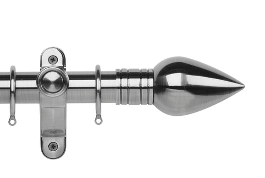 Hallis Galleria Metals Teardrop 50mm Metal Curtain Pole - Brushed Silver