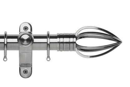 Hallis Galleria Metals Caged Spear 50mm Metal Curtain Pole - Brushed Silver