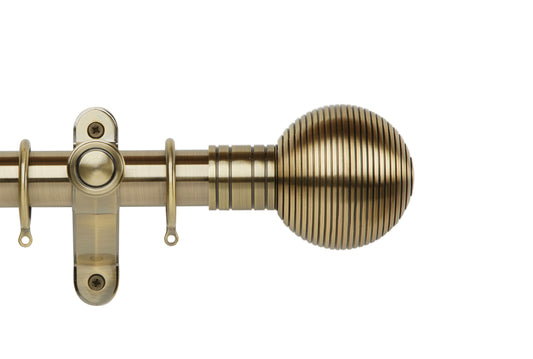 Hallis Galleria Metals Ribbed Ball 50mm Metal Curtain Pole - Burnished Brass