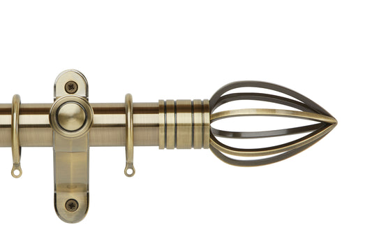 Hallis Galleria Metals Caged Spear 50mm Metal Curtain Pole - Burnished Brass