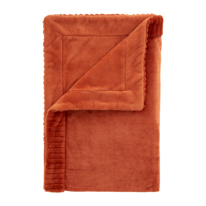 Catherine Lansfield Velvet And Faux Fur Throw - Burnt Orange