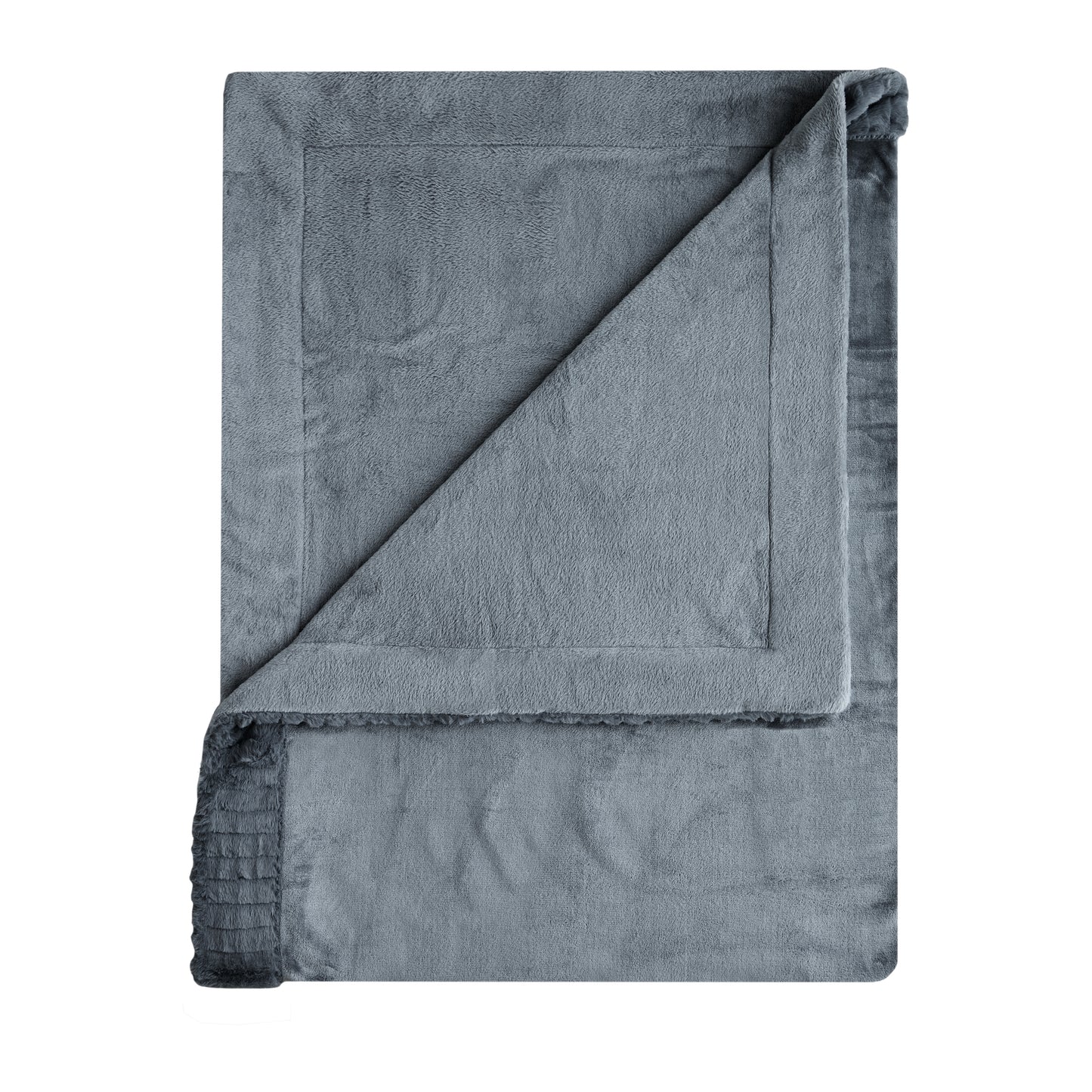 Catherine Lansfield Velvet And Faux Fur Throw - Charcoal