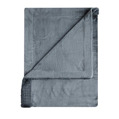 Catherine Lansfield Velvet And Faux Fur Throw - Charcoal