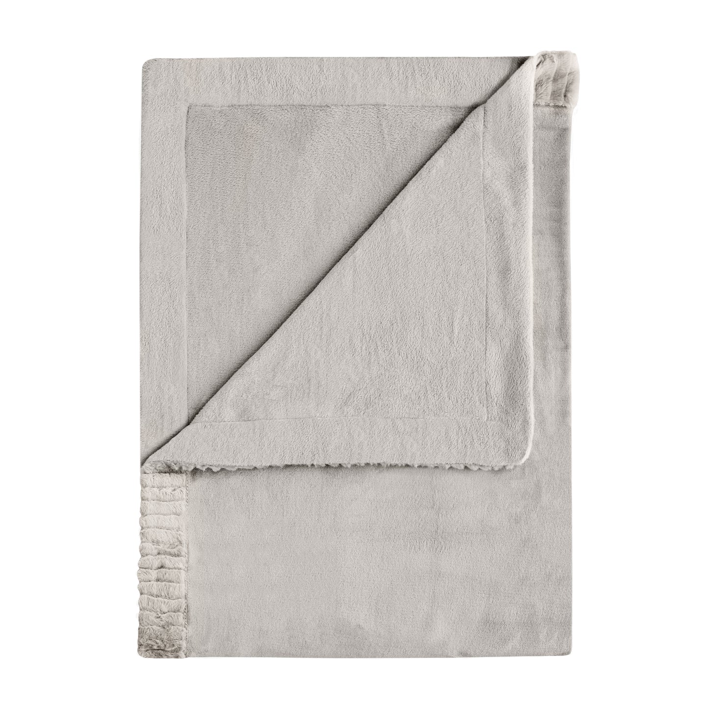 Catherine Lansfield Velvet And Faux Fur Throw - Natural