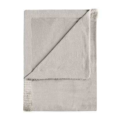 Catherine Lansfield Velvet And Faux Fur Throw - Natural
