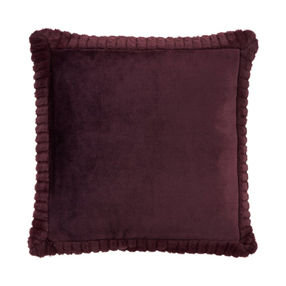 Catherine Lansfield Velvet And Faux Fur Filled Cushion - Plum