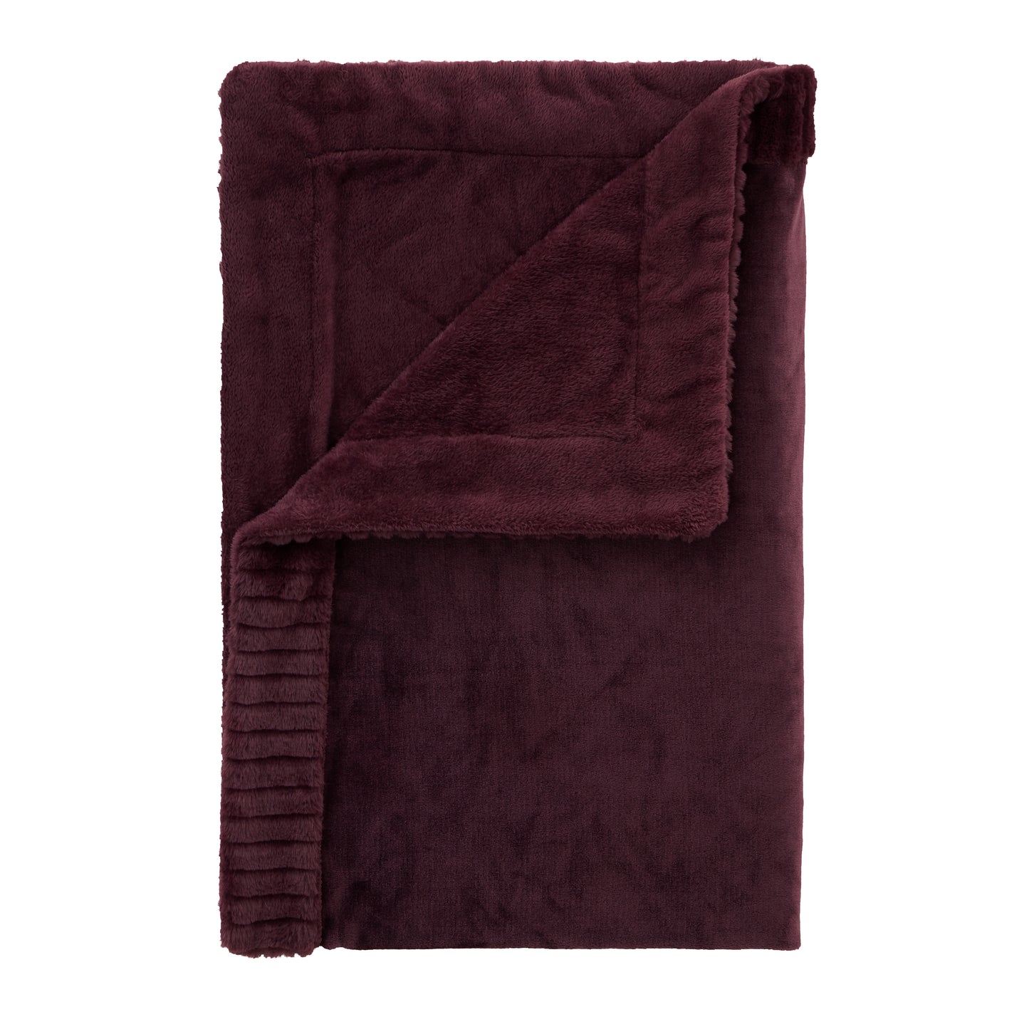 Catherine Lansfield Velvet And Faux Fur Throw - Plum