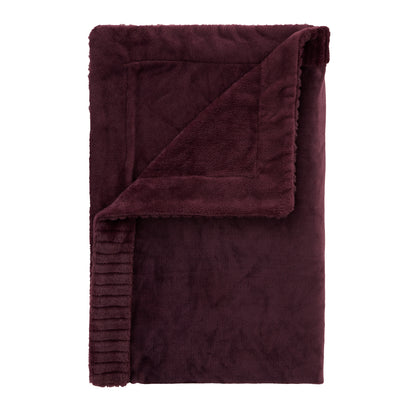 Catherine Lansfield Velvet And Faux Fur Throw - Plum